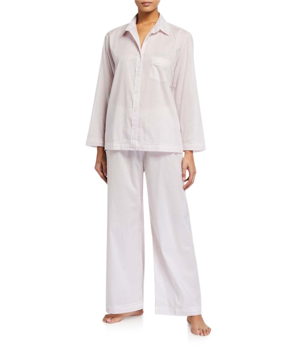Lace-Trim Cotton Lawn Pajama Set
